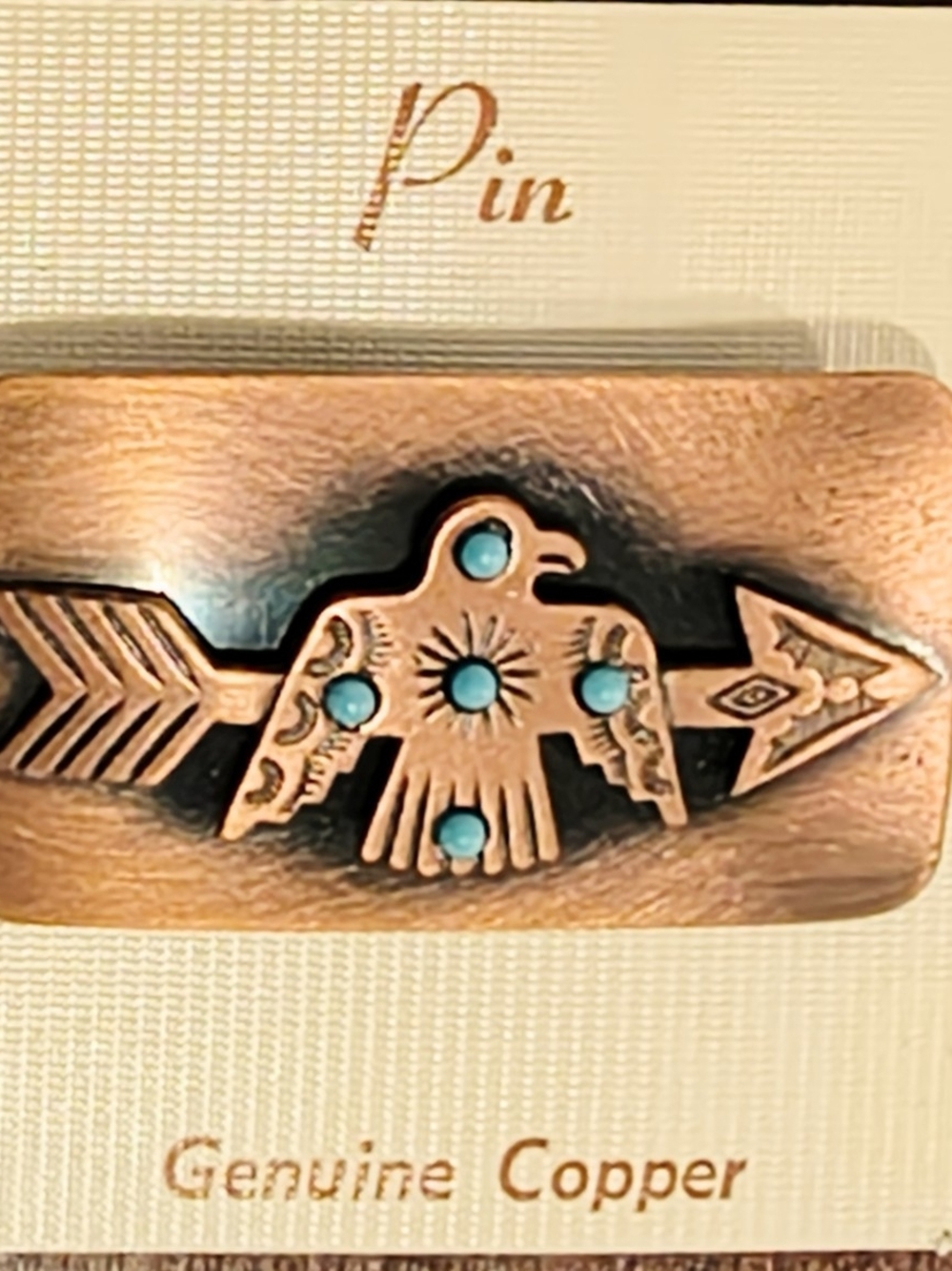 Genuine Copper Thunderbird Pin